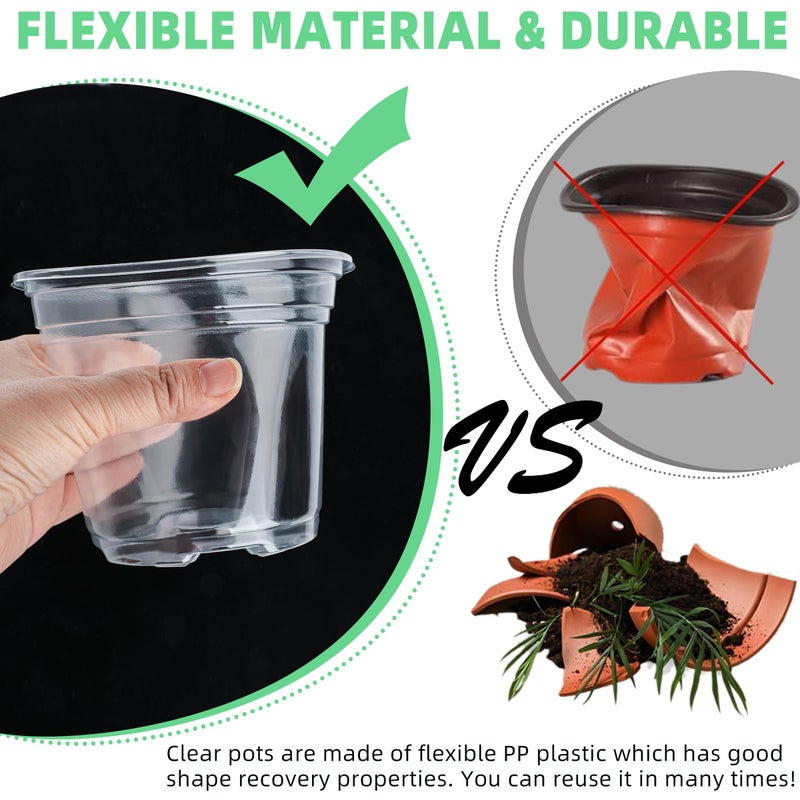 LOCONHA Small Plastic Plant Nursery Pot/Pots (36 Packs 5/4/3.5 Inch Plant Pot and 40 Plant Labels) Seedlings Flower Plant Container (Transparent) Seed Starting Pots Indoor Outdoor - Image 5
